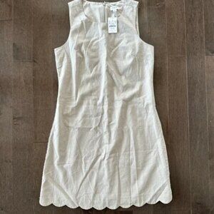 NWT J Crew Factory Linen Cotton Sheath Dress Scallop Detail Summer Vacation 2